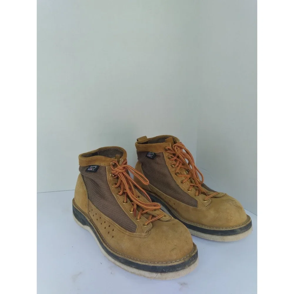 Danner Suede Mesh Work‎ Boots Tan Brown Made in USA Mens Lace Up Utility Boots